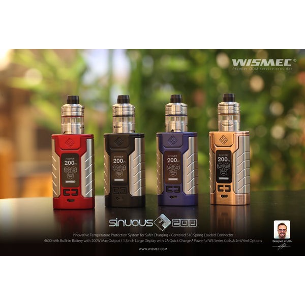 Wismec SINUOUS FJ 200 200W Kit with Divider Tank 4600mAh & 4ML